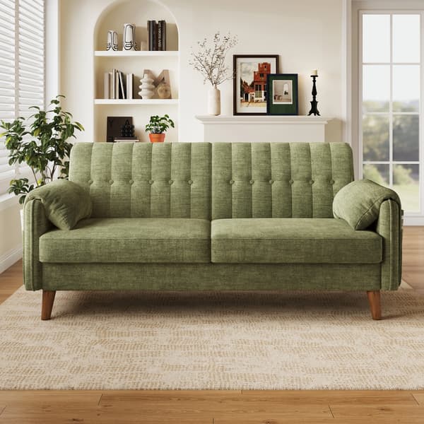 SONNENH 2-sitssoffa, Chenille, Grön, 161,5 × 79 × 83,5 cm