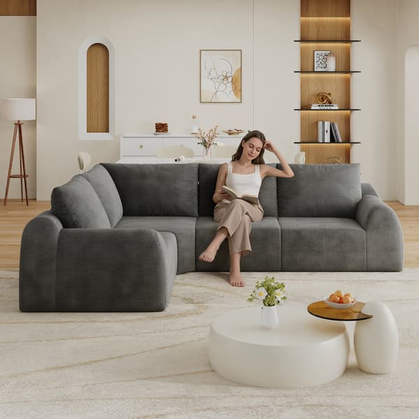 SONNENH Sofa, Stof, Mørkegrå, 267 × 200 × 85 cm