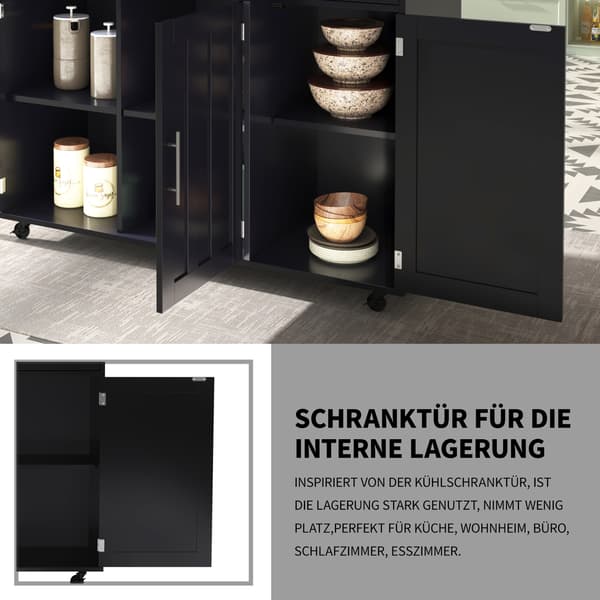 SONNENH Keittiösaareke, MDF, Musta / Luonnonväri, 129 × 46 × 91,5 cm