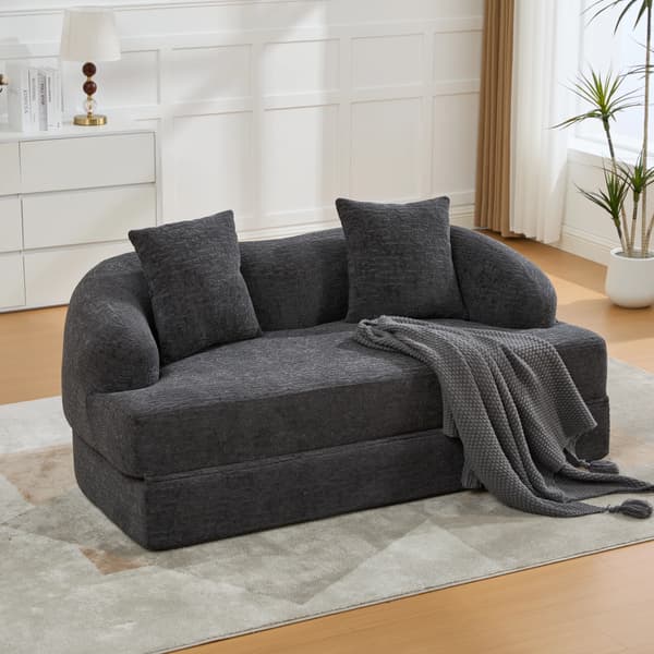 SONNENH Bäddsoffa, Chenille, Mörkgrå, 157 × 84 × 65 cm