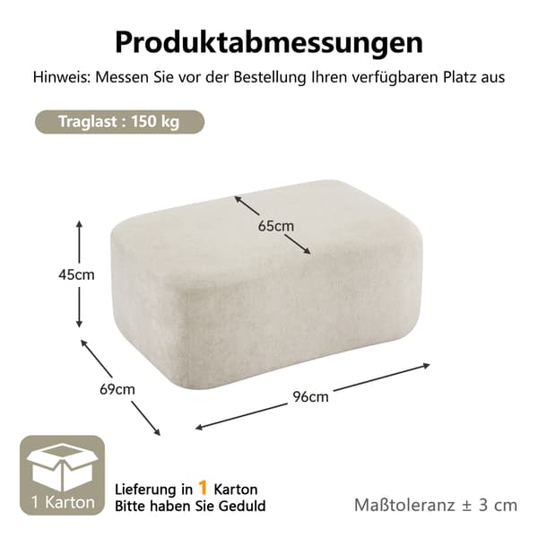 SONNENH Ottoman Fløjl-Beige