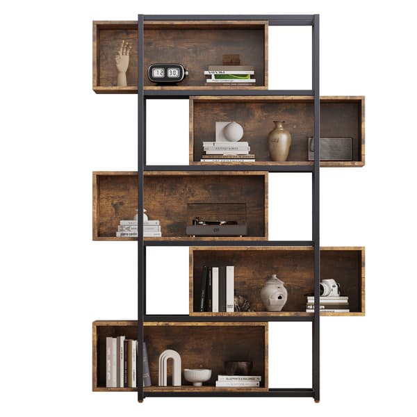 SONNENH Reol, MDF, Sort / Brun, 121 × 35 × 176 cm