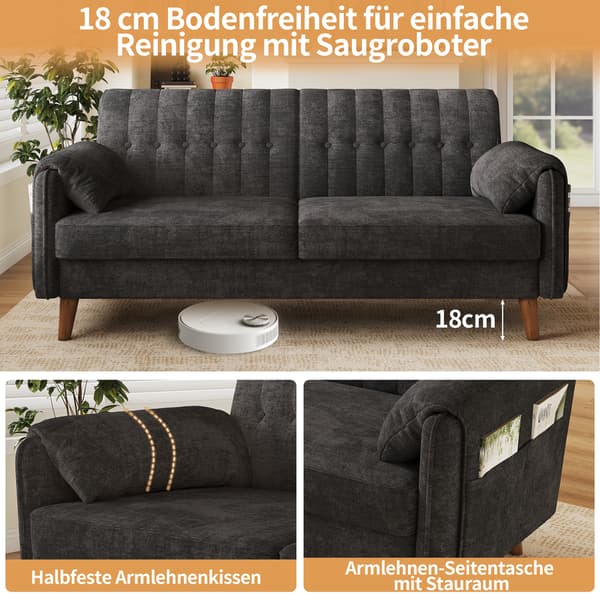 SONNENH 2-sitssoffa, Chenille, Mörkgrå, 161,5 × 79 × 83,5 cm