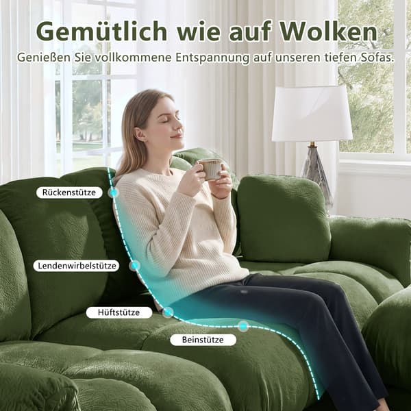 SONNENH 2-Sæder Chenille Sofa, Fine quiltet Design, Elegant stil, Modular Sofa, Tyk Sæde Cushions, Soft & Supportive, Ergonomisk Shaped Backrest