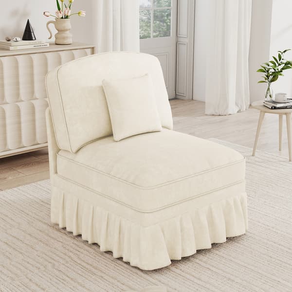 SONNENH Windsor-soffa utan armstöd Chenille med 1 kudde - Vit