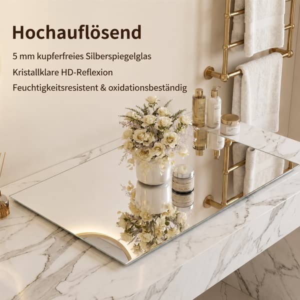 SONNENH 60*80CM Ramlöst väggspegel – HD kopparfri badrumsspegel, modern sminkspegel / sovrum / hall