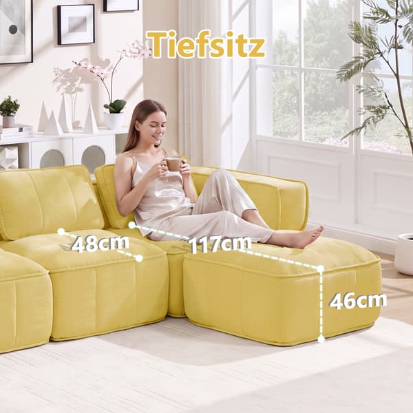 SONNENH 2-sitssoffa, Polyester, Gul, 198 × 162 × 67 cm
