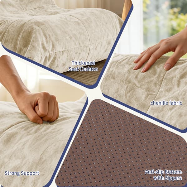 SONNENH Sækkestol, Chenille, Beige, 90 × 100 × 80 cm