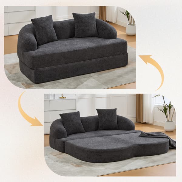 SONNENH Bäddsoffa, Chenille, Mörkgrå, 157 × 84 × 65 cm