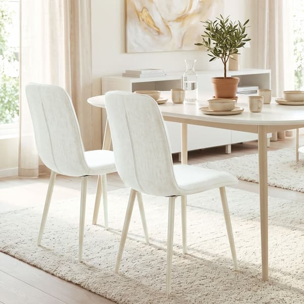 SONNENH Spisestuestol – sæt med 2, Polyester, Hvid, 42 × 57 × 85 cm