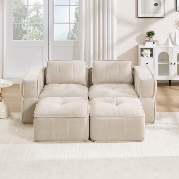 SONNENH 2-personers sofa – sæt med 2, Polyester, Beige, 198 × 162 × 67 cm