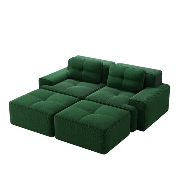 SONNENH Cloud Modular Sofa Boneless U- Shaped Sofa, Komfortabel Corduroy Cloud Sofa, Modular Sofa med Ottoman, Modular Two-Seater Sofa