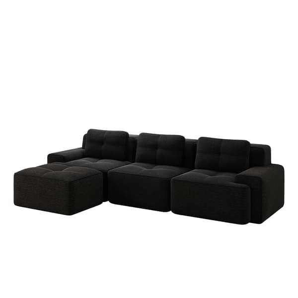 SONNENH Cloud Modular Sofa Boneless L Shaped Sofa, Modular Sofa med Ottoman, Modular Cloud Sofa, 3 Seater Corduroy Cloud Sofa för vardagsrum