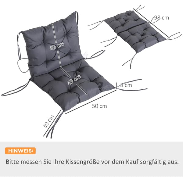SONNENH Sittdyna – set med 2, Skum, Grå, 98 × 50 × 8 cm