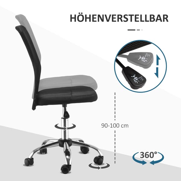 SONNENH Kontorstol, Polyester, Sort, 43 × 58 × 100 cm
