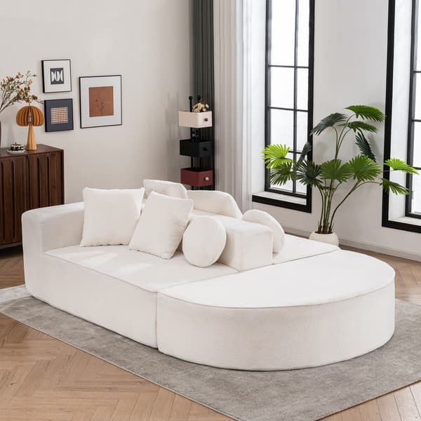 SONNENH Helt komprimerad benlös soffa, vardagsrum/sovrum med segmenterad molnsoffa, modern modulsoffa, ingen montering, bekvämt hudvänligt chenilletyg
