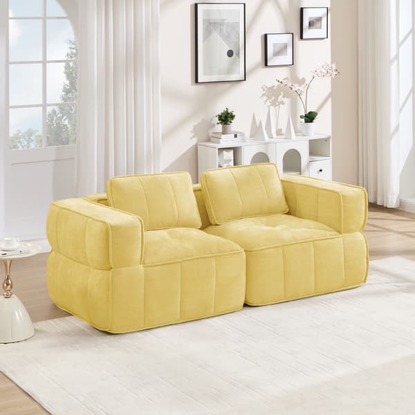 SONNENH 2-sitssoffa, Polyester, Gul, 198 × 93 × 67 cm