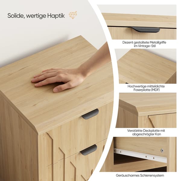 SONNENH Sengebord, MDF / Spånplade, Eg, 48 × 40 × 55,5 cm