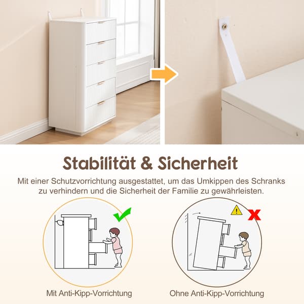 SONNENH Kommode, MDF, Hvid, 70 × 40 × 108 cm