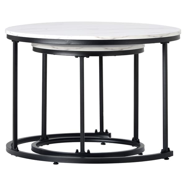 SONNENH Runde kaffe bord 2-stykke sæt levende værelse Runde nested side bord 2 Runde side borde
