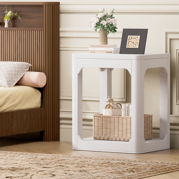 SONNENH Sidebord – sæt med 2, MDF, Hvid, 50 × 40 × 60 cm