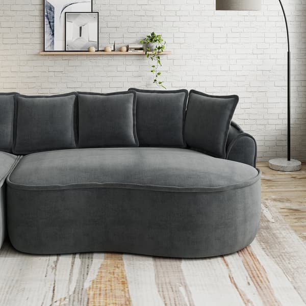 SONNENH Manchester Vänster Chaise-soffa med kuddar Chenille -Grå