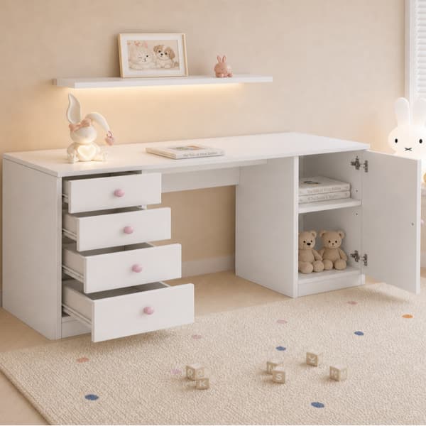 SONNENH Skrivebord, MDF, Hvid, 155 × 45 × 74 cm