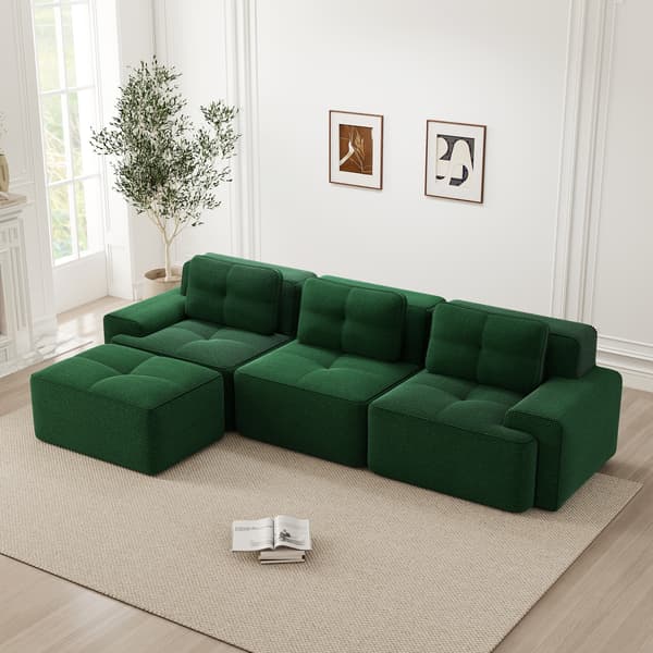 SONNENH Cloud Modular Sofa Boneless L Shaped Sofa, Modular Sofa med Ottoman, Modular Cloud Sofa, 3 Seater Corduroy Cloud Sofa för vardagsrum