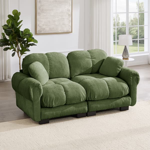 SONNENH 2-Sæder Chenille Sofa, Fine quiltet Design, Elegant stil, Modular Sofa, Tyk Sæde Cushions, Soft & Supportive, Ergonomisk Shaped Backrest