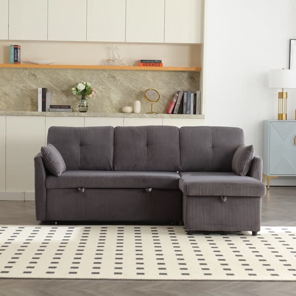 SONNENH Sovesofa, Fløjl, Mørkegrå, 206 × 108 × 66 cm