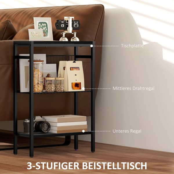 SONNENH Sidebord, Spånplade, Sort, 43 × 18 × 62,5 cm