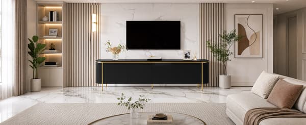SONNENH TV-bord, MDF, Sort, 180 × 38 × 46 cm