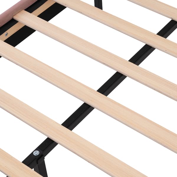 Stoppad sängram, rosa, med LED, med sänggavel