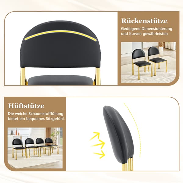 SONNENH Matstol – set med 2, PU, Svart, 45 × 48 × 80 cm