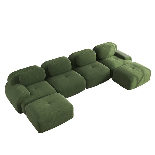 SONNENH Modulært U-sofa uden samling, rammefri sofa, åndbart kordfløjsstof, 32D højelastisk polstring, ekstra brede armlæn