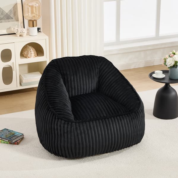 SONNENH Sækkestol, Chenille, Sort, 98 × 92 × 73 cm