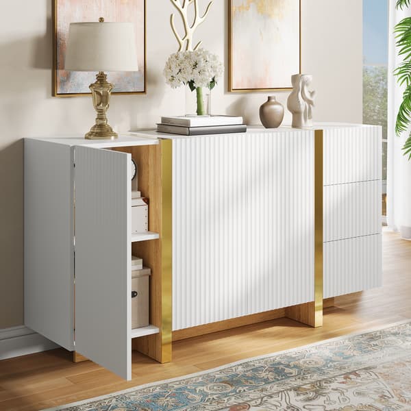 SONNENH Skænk, MDF / Spånplade, Hvid, 140 × 36 × 75 cm