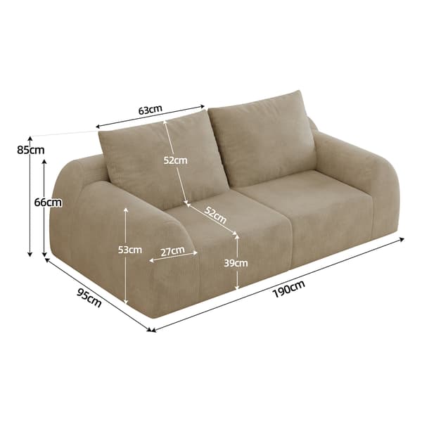 SONNENH 2-sitssoffa, Tyg, Khaki, 190 × 95 × 85 cm