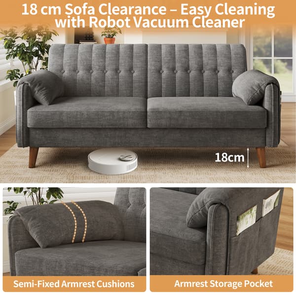 SONNENH 2-sitssoffa, Chenille, Ljusgrå, 161,5 × 79 × 83,5 cm
