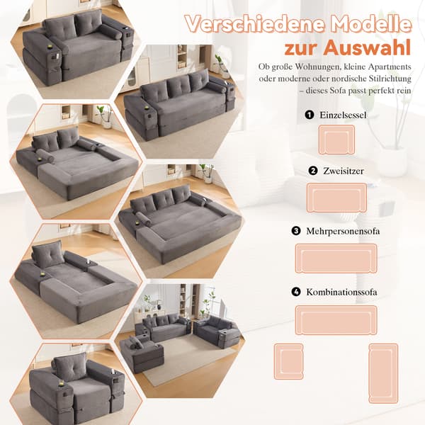 SONNENH Sofa, Fløjl, Mørkegrå, 180 × 98 × 80 cm