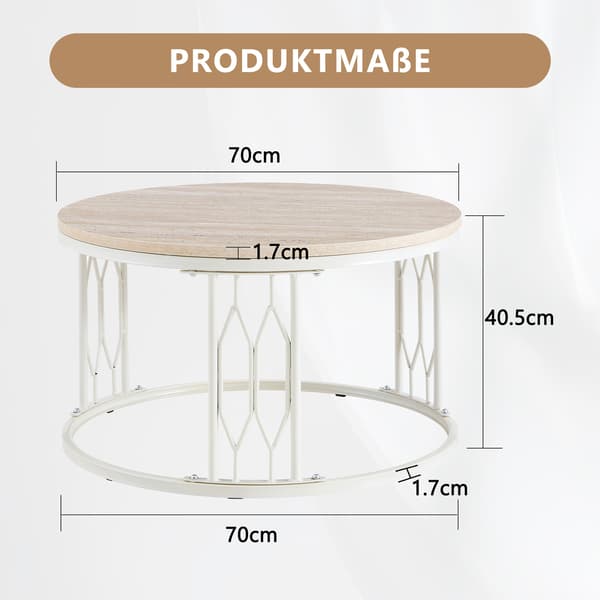 SONNENH Soffbord, MDF / Metall, Vit, 70 × 70 × 40,5 cm