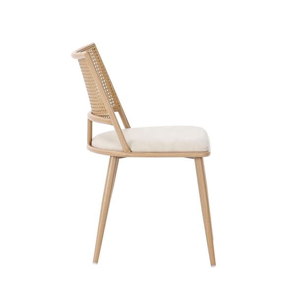 SONNENH 2 matstolar, PU-säte, rottingryggstöd, vardagsrum, sovrum stol, beige