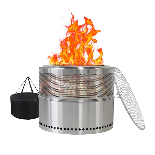 SONNENH Rökfri eldstad, vedeldad eldstad, BBQ eldstad, rostfritt stål, bärbar utomhus