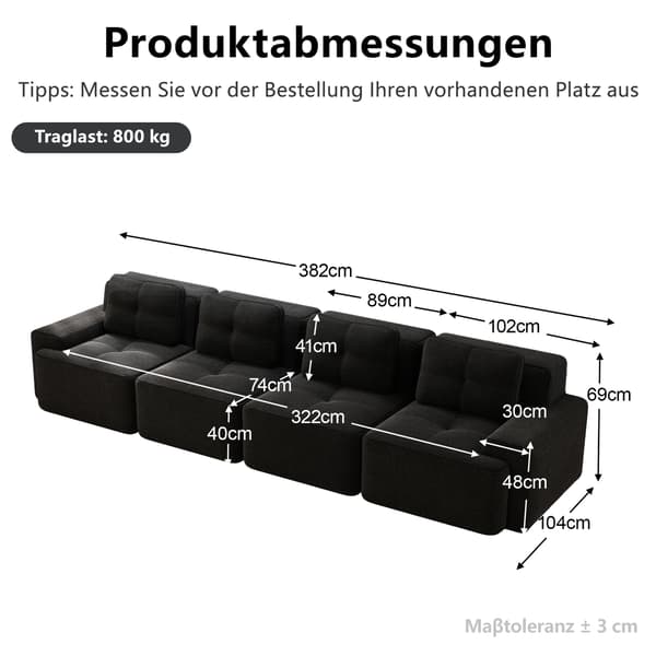 SONNENH Boneless Sofas för vardagsrum, Modular Sofa, 4 Seater Comfortable Upholstered Deep Seat Corduroy Cloud Sofa, Montering Gratis Soffa