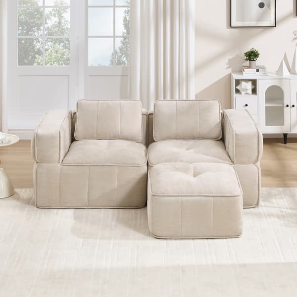 SONNENH 2-personers sofa, Polyester, Beige, 198 × 162 × 67 cm