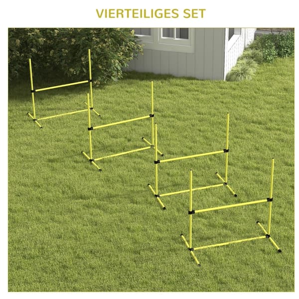 SONNENH Hundagilityset, Hinder/Laxstänger/Golvstänger, Bärkasse, Robust, Gul