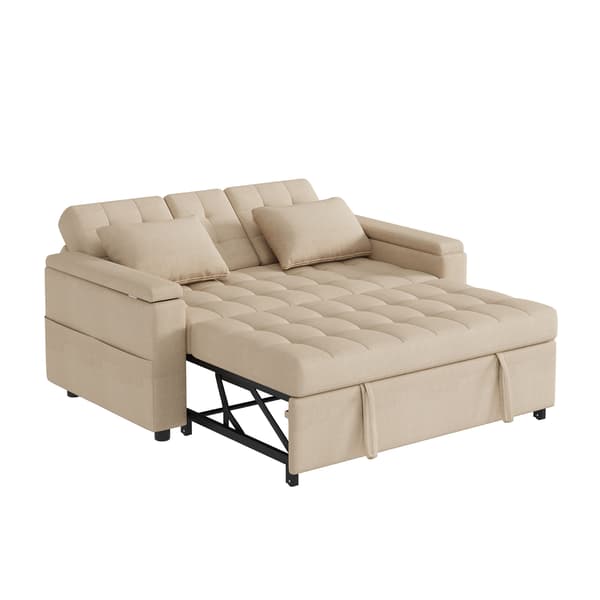 SONNENH Bäddsoffa, Linnelook, Beige, 159 × 142,5 × 92 cm