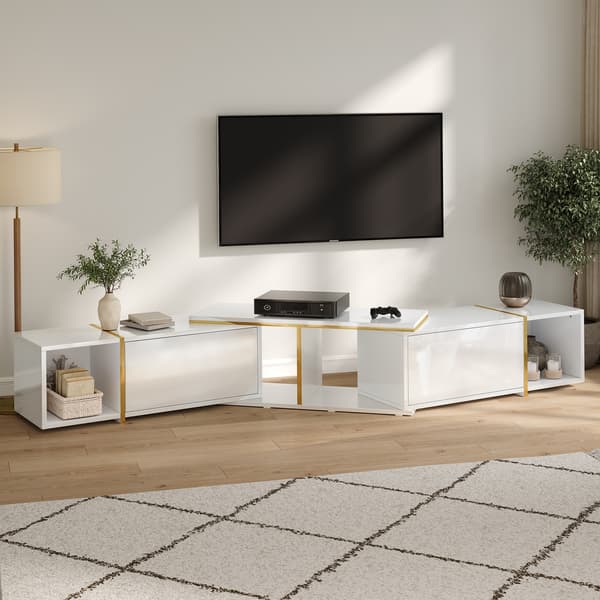 SONNENH TV-bord, Spånplade, Hvid, 275 × 35 × 37 cm