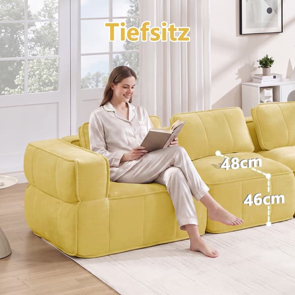 SONNENH Sofa, Polyester, Gul, 344 × 93 × 67 cm