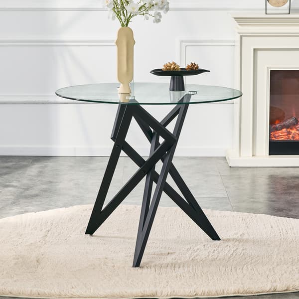 SONNENH Sofabord, Glas / Metal, Sort, 85 × 85 × 75,7 cm